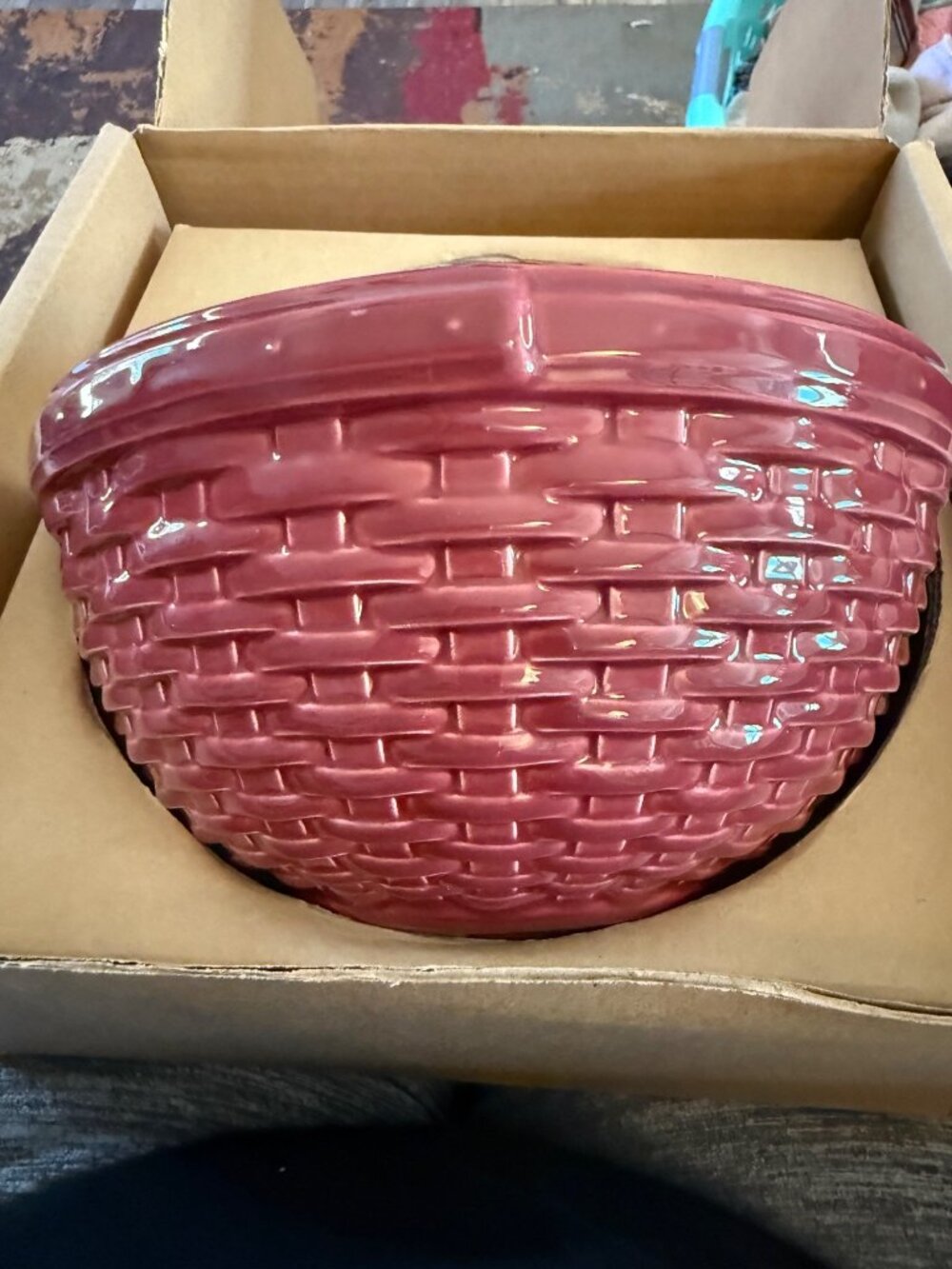 NIB - Longaberger Pottery “Woven Reflections” Bowl Paprika Red